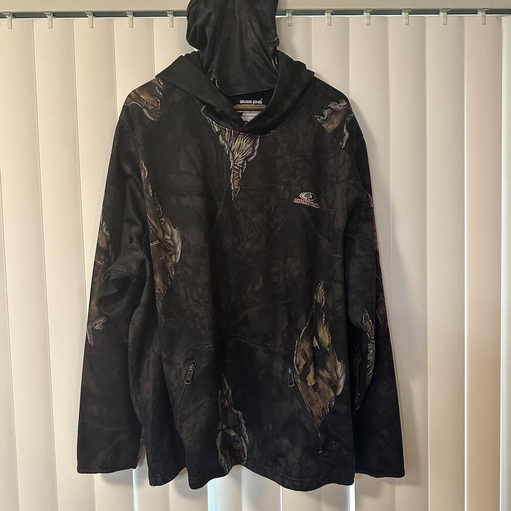Mossy Oak Camo Performance Hoodie 2XL Built In Face Mask Hunting Pullover